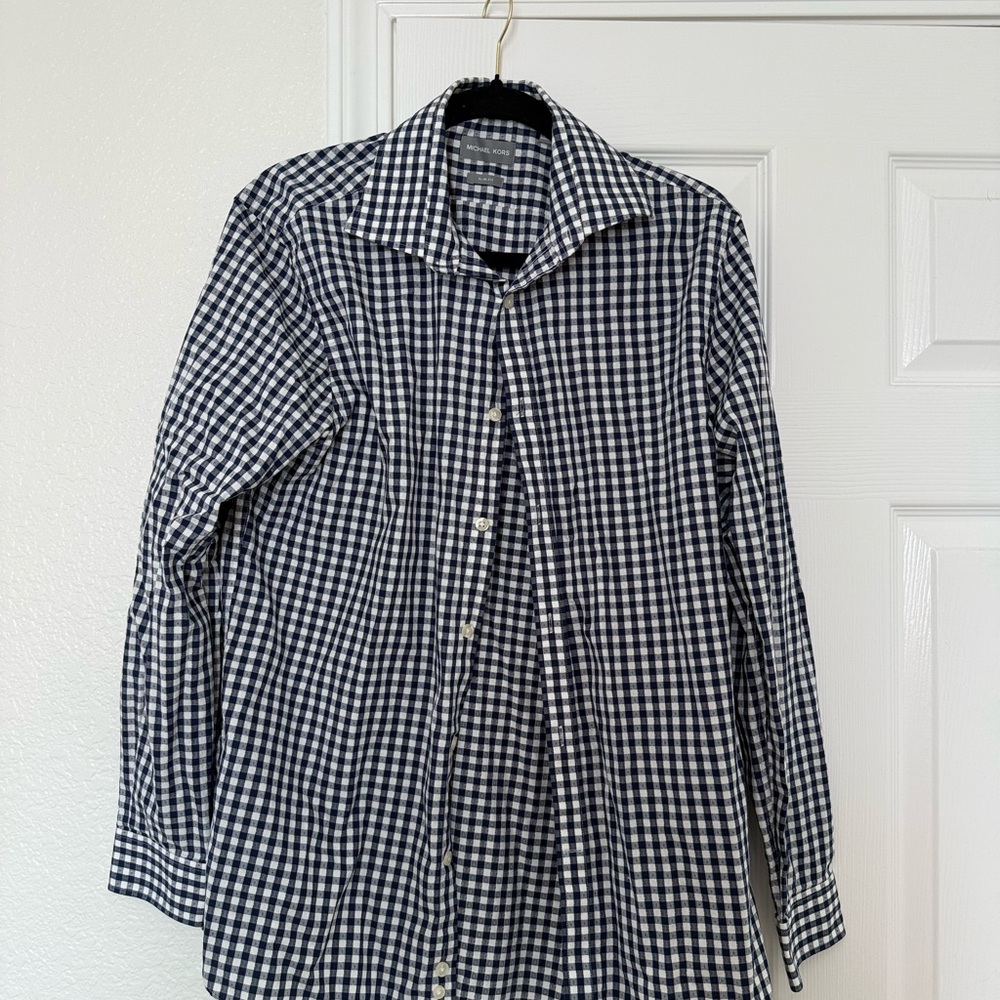 Michael Kors Navy and White Checkered Shirt